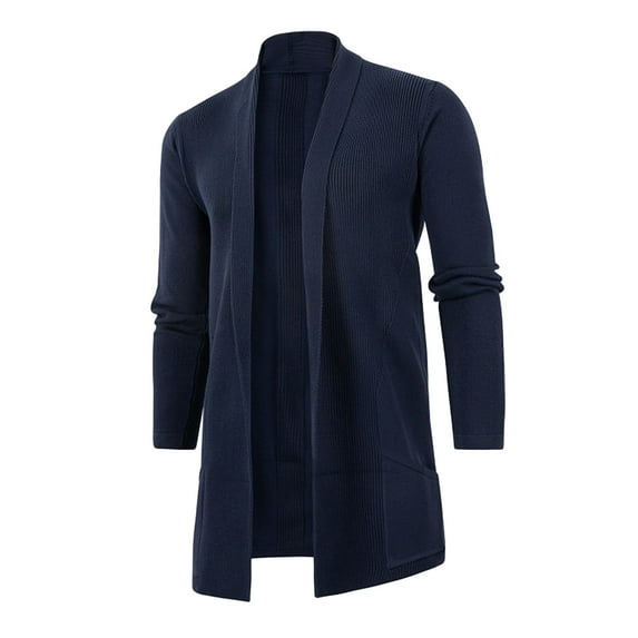 Eashery Men's Cardigan Sweater Knit Cardigan Slim Long Sleeve Coat Casual Stand Collar Cardigan Black Cardigan for Men ,Navy 3XL
