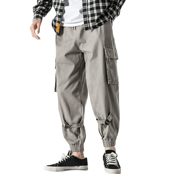 Eashery Men's Casual Pants Wild Casual Pants Classic Fit Easy Khaki Pants Mens Work Pants (Grey,4XL)