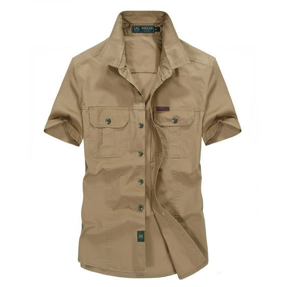 Eashery Mens Blouse Shirt Regular Fit Casual Tshirt Dresses Tank Tops for Men Khaki L