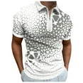 thumbnail image 1 of Eashery Mens Blouse Shirt Turn Down Collar Print Blouse Men Polo Grey L, 1 of 4