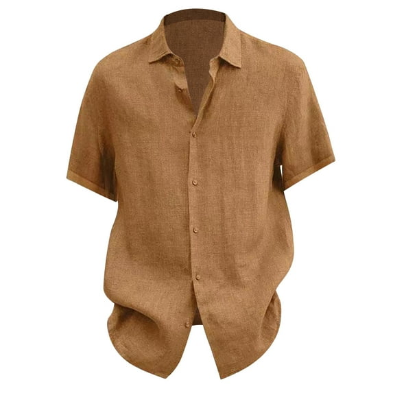 Eashery Mens Button Down Shirts Loose Casual Mens Top Shirts Coffee XL