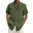 thumbnail image 1 of Eashery Mens Button Down Shirts Turndown Collar Summer Mens Top Shirts Army Green 2XL, 1 of 4