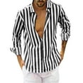 thumbnail image 1 of Eashery Mens Causal Button Down Shirts Long Sleeve Striped Mens Blouse Top Black 2XL, 1 of 2