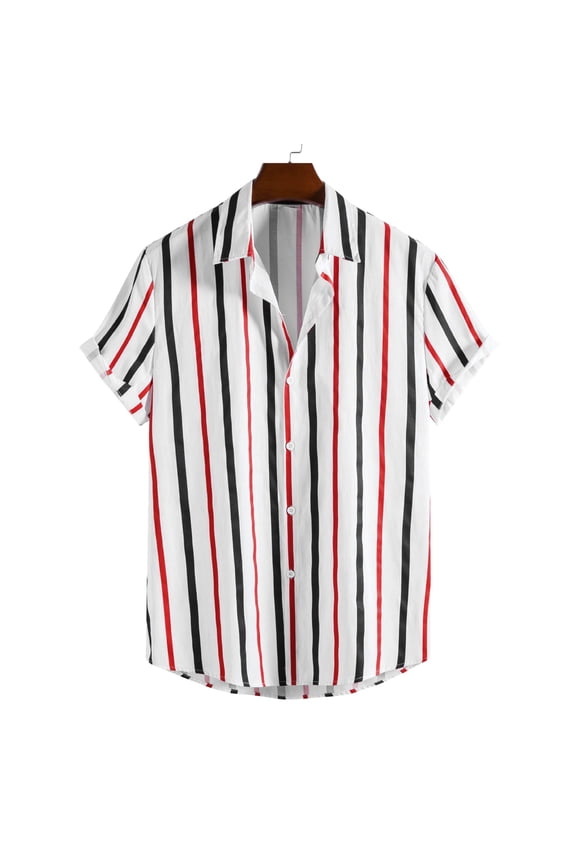 Mens Hawaiian Shirts Men's Native American Shirt Native Short Sleeve Button Down T-Shirt Tops Red Small