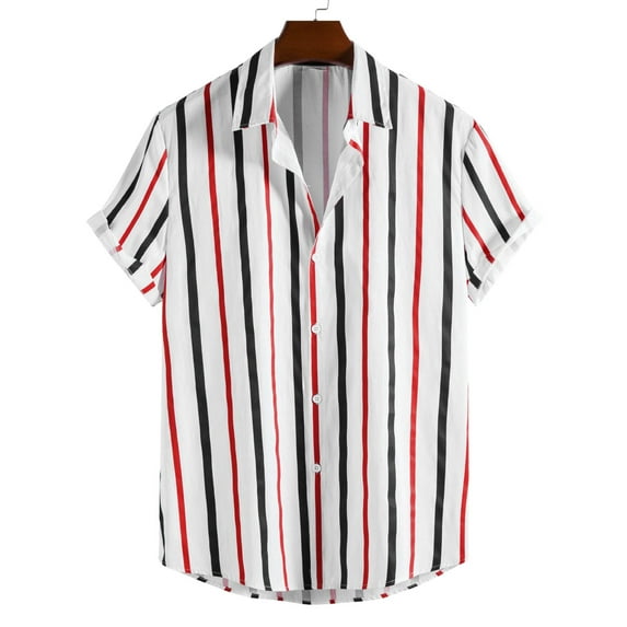 Eashery Mens Shirts Casual Stylish Men's Native American Shirt Native Short Sleeve Button Down T-Shirt Tops Red X-Large