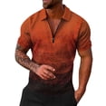thumbnail image 1 of Eashery Mens Short Sleeve Button Down Shirts Turn Down Collar Zipper Mens Top Shirts Orange L, 1 of 5