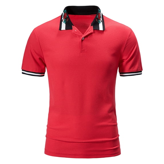 Eashery Mens T Shirt Print T Shirts Men Polo Red 2XL
