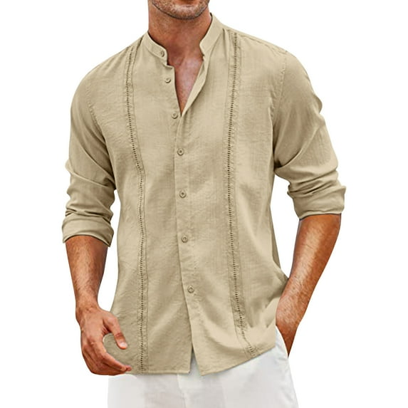 Eashery Mens T-Shirt Short Sleeve T Shirt Men Button-Down Dress Shirt Shirts Khaki M
