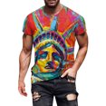 thumbnail image 1 of Eashery Mens T Shirts Crew Neck American Flag Tops Beach Shirts Knit Tops Orange 3XL, 1 of 5