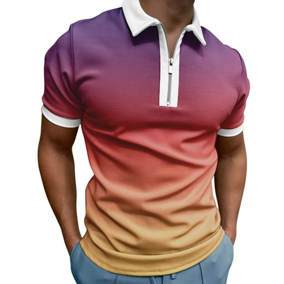 Eashery Mens T-Shirts Solid Blouse Linen Button Down Shirt for Men Men Polo Shirt Pink XL