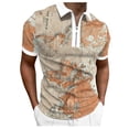 thumbnail image 1 of Eashery Mens T Shirts Turn Down Collar Zipper Collar Blouse Men Polo Shirts Khaki L, 1 of 5