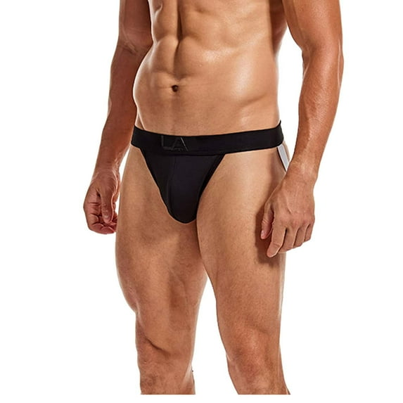 Eashery Mens Underwear Mens Underwear Briefs Color Waist Comfortable Solid Breathable Low Cotton Men's Thong Black L