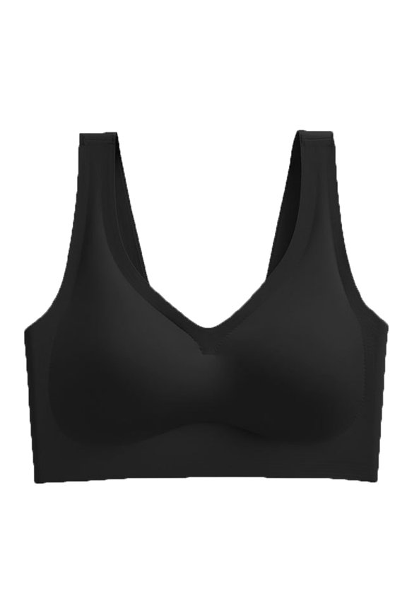 Padded Bras for Women Women's Blissful Benefits Underarm-Smoothing with Seamless Stretch Wireless Lightly Lined Comfort Bra Black Large