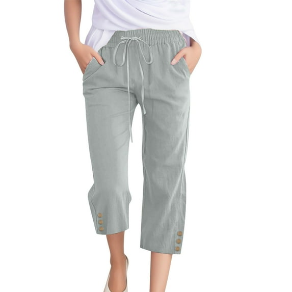 Eashery Pants for Women Casual Plus Size Plus Size Relaxed Fit All Day Drawstring Elastic Waist Long Straight Pants Linen Pants (Solid Color,Mint Green,3XL)