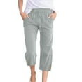 thumbnail image 1 of Eashery Capri Pants for Women Dressy Drawstring Casual Flowy Pants Casual Cotton and Linen Panties for Women (Solid Color,Mint Green,XXL), 1 of 4
