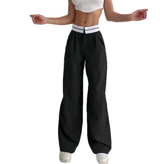 Eashery Pants for Women High Waist Loose Womens Trouser Pants Womens Pants Dressy Casual (Black,M)