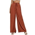 thumbnail image 1 of Eashery Pants for women Drawstring White Beach Pant Casual Cotton and Linen Dress Pants Women (Solid Color,Orange,L), 1 of 5