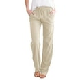thumbnail image 1 of Eashery Pants for women Drawstring White Beach Pant Relaxed Fit Yoga Pants Womens Hiking Pants (Solid Color,Beige,XXL), 1 of 2