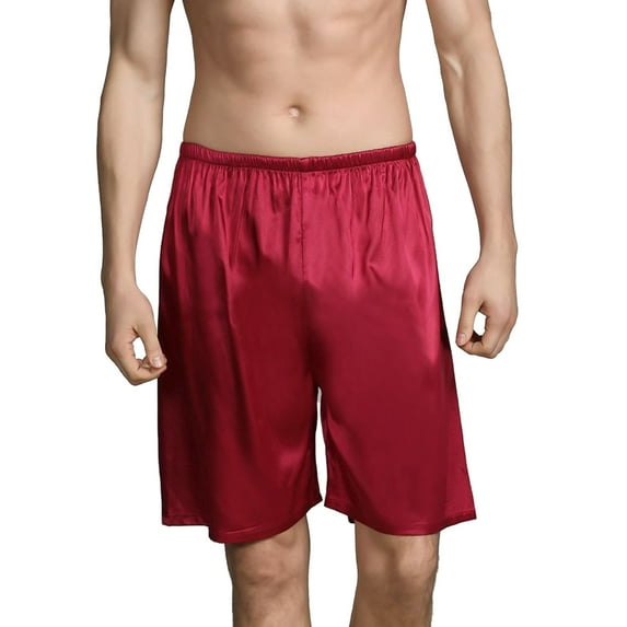 Eashery Pink Pajamas For Men Men's Summer Sleepwear Short Pant Solid Color Casual Straight Elastic Waist Shorts Comfortable Pajama Pant Red 4X-Large