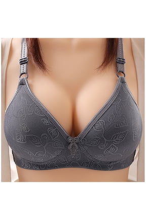 Plus Size Bras Women's Plus Size Add 2 and a Half Cup Push Up Underwire Convertible Lace Bras Dark Gray X-Large