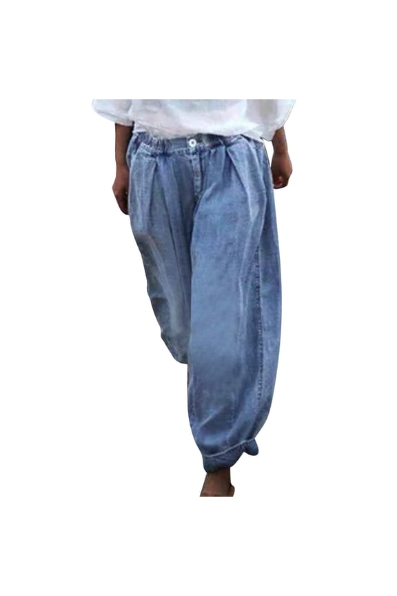 Plus Size Jeans for Women Hight Waist Straight Denim Jeans Retro Mid Rise Stretch Boot Cut Jean Distressed Jeans for Women (Blue,S)