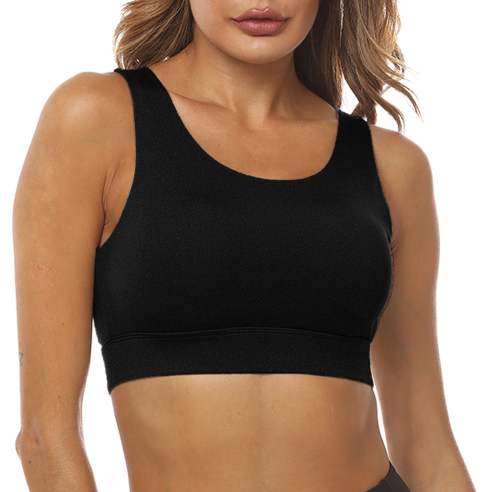 Eashery Plus Size Sports Bras for Women Women's Comfort Revolution  Full-Coverage Wireless Bra, Foam Wirefree T-Shirt Bra Black Large 