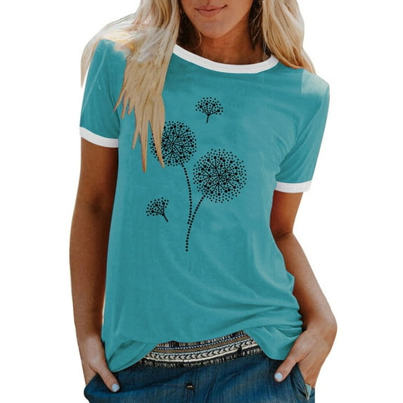 Eashery Plus Womens Tshirts Graphic Print Tops Comfy Womens Tshirt Blue Medium