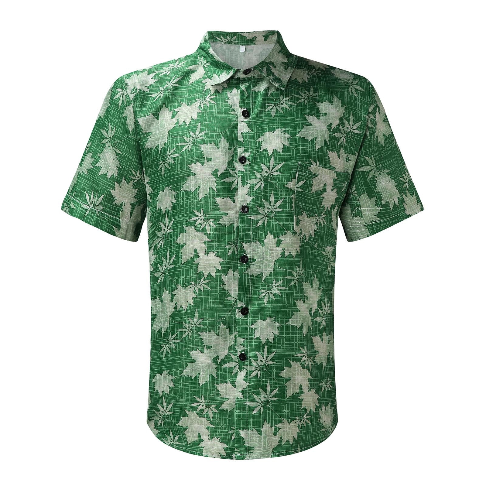 Eashery Shirts for Men Button Down Short Sleeve Blouse Linen Button Down Shirt for Men Green XL