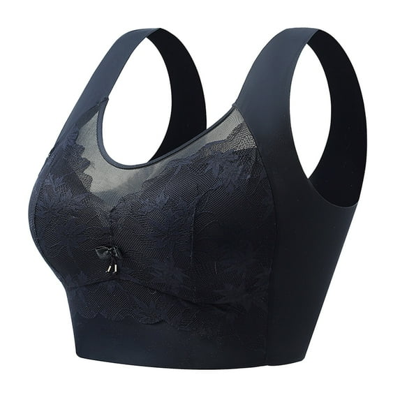Eashery Sport Bras for Women No Steel Ring V-Neck Comfortable Womens Bras Black 2XL