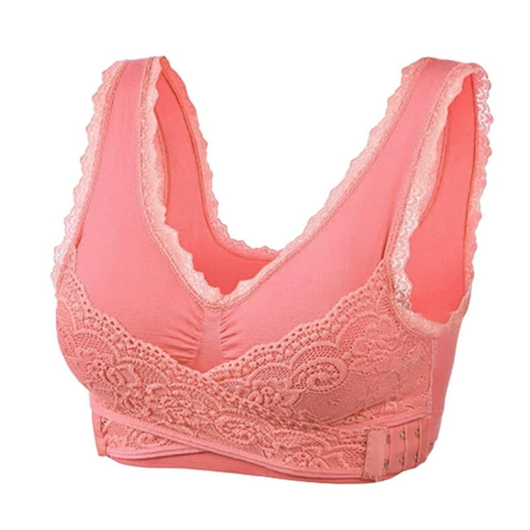 Eashery Sports Bras for Women High Support Women's Plus Size Floral Lace  Scalloped Trim Wireless Bra Adjustable Strap V Neck Everyday Bralette Hot