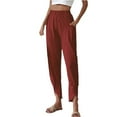thumbnail image 1 of Eashery Straight Leg Pant for women Drawstring White Beach Pant Cotton Linen Loose Fit Casual Pants Black Pants for Women (Solid Color,Red,L), 1 of 3