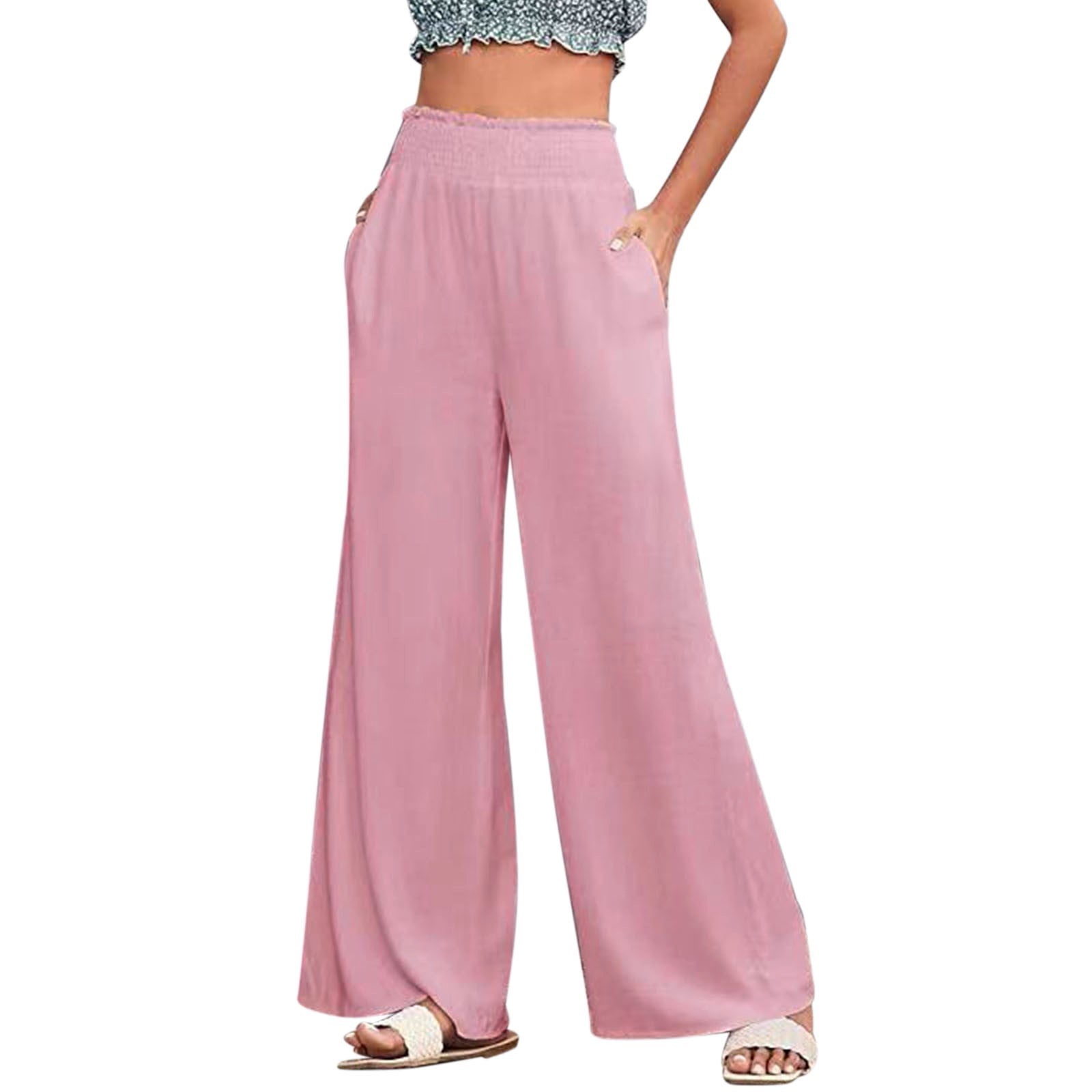 Eashery Straight Leg Pant for women Drawstring White Beach Pant
