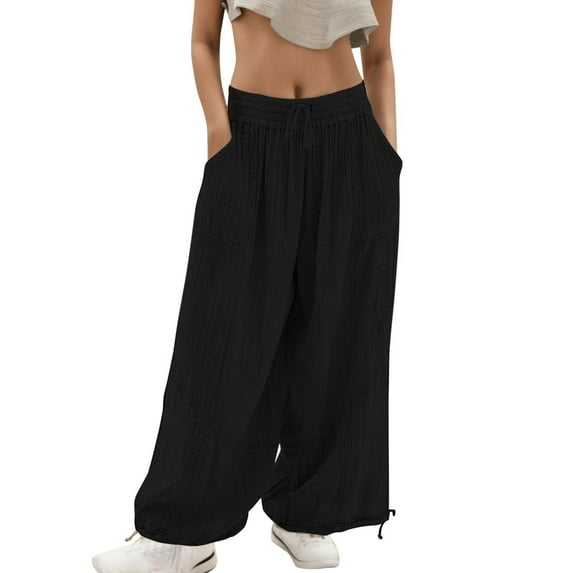 Eashery Straight Leg Pant for women Plus Size Cargo Pant Female Long Trousers Trousers for Women High Waisted (Solid Color,Black,S)