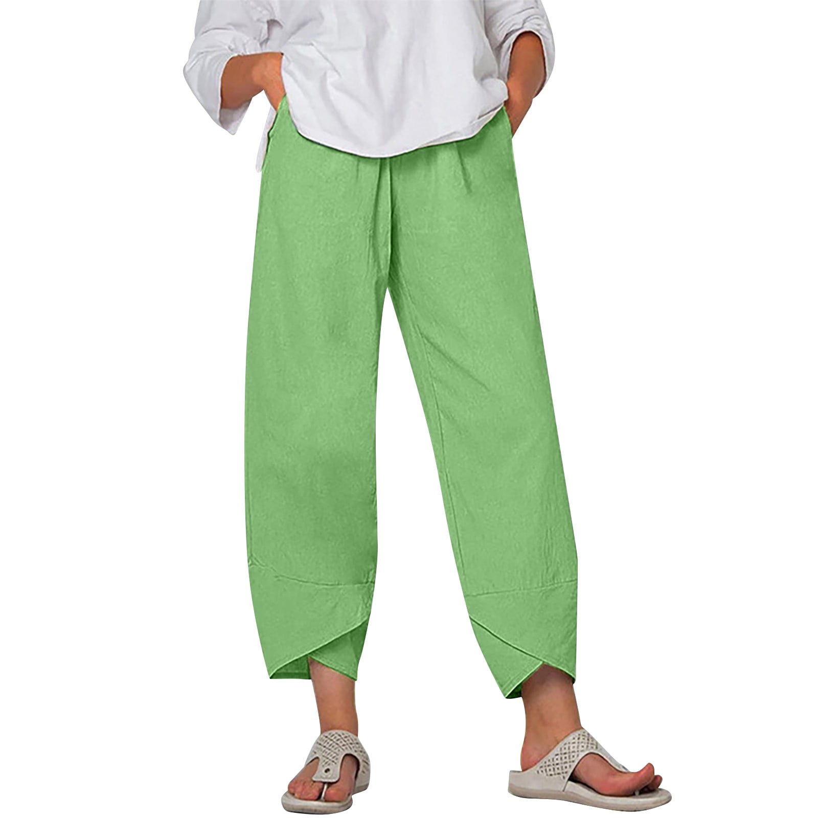 Eashery Pants for Women High Waist Pocket Trousers for Women Womens Pants  Dressy Casual Green XL