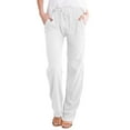 thumbnail image 1 of Eashery Straight Leg Pant for women Wide Leg High Waisted Casual Solid Linen Wide Leg Pants for Women (Solid Color,White,L), 1 of 4