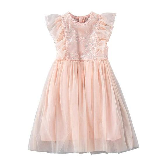 Eashery Summer Dresses for Girls Crew Neck Summer Girl Dresses Pink 110