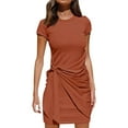 thumbnail image 1 of Eashery Summer Fashion Dress Female Round Neck Tight-fitting Womens Dresses Spring Red XL, 1 of 5