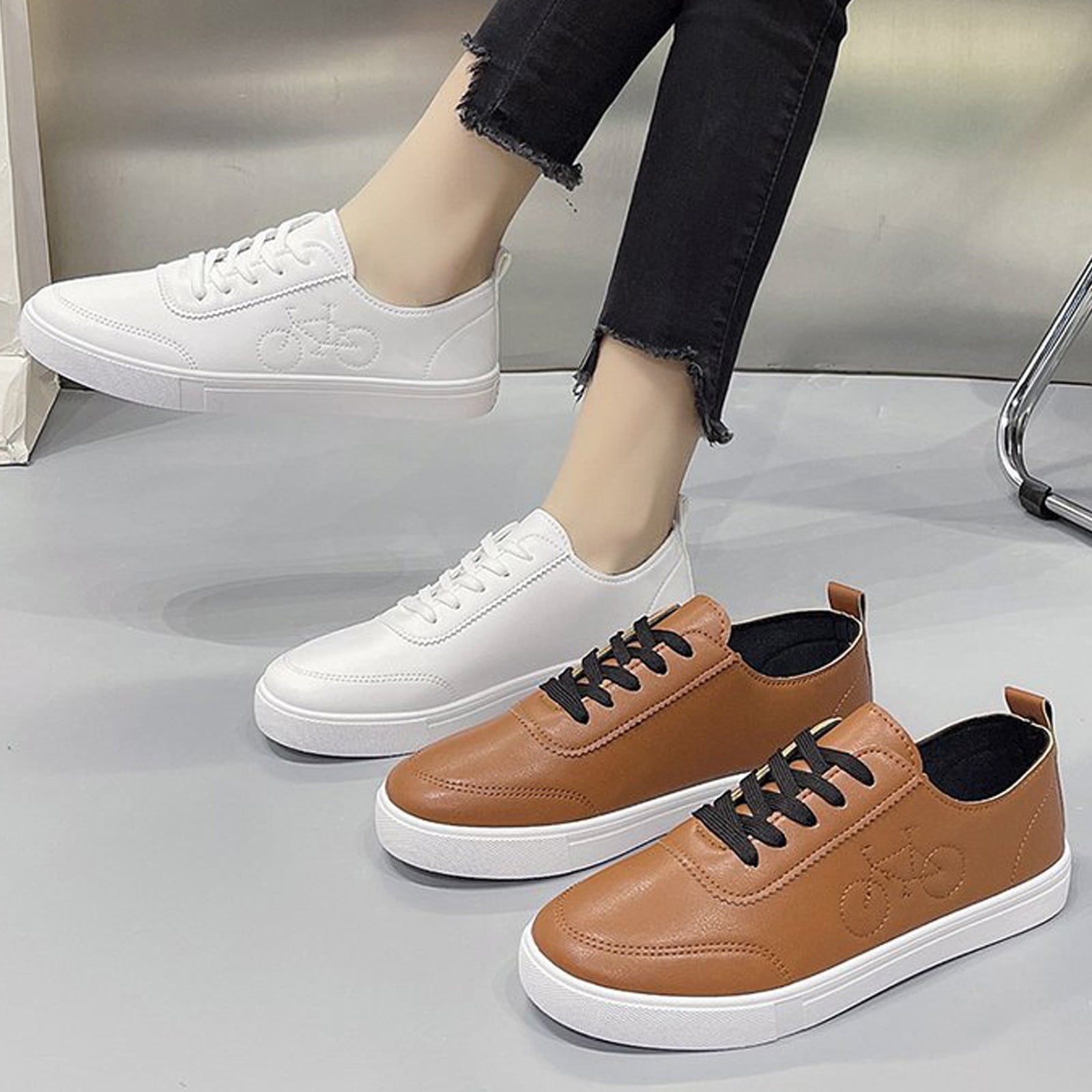 Eashery Summer Shoes For Women Mens Business Casual Shoes Leisure Women s Four Seasons Solid Non Slip Flat Round Toe Breathable Slip On Lazy Mesh Shoes White 8.5 Walmart