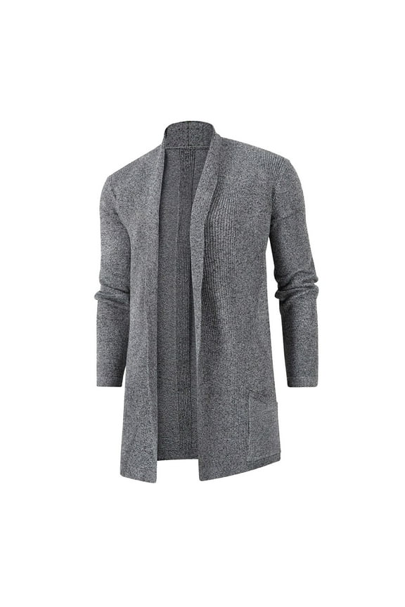 Sweater Coat for Men Knitted Long Sleeve Sweaters with Buttons V Neck Button Cardigan Sweater Black Cardigan for Men ,Grey L