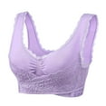 thumbnail image 1 of Eashery Tank Tops With Built In Bras Women's Plus Size Floral Lace Scalloped Trim Wireless Bra Adjustable Strap V Neck Everyday Bralette Purple 4X-Large, 1 of 4