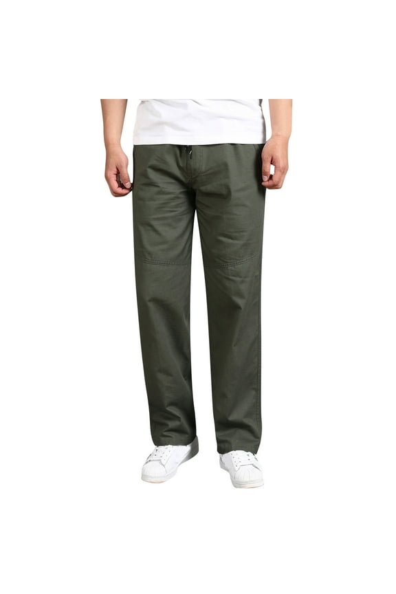 Taper Leg Cargo Pants for Men Comfort Straight Canvas Cargo Pants Cotton Linen Harem Pants Mens Cargo Pants (Green,L)