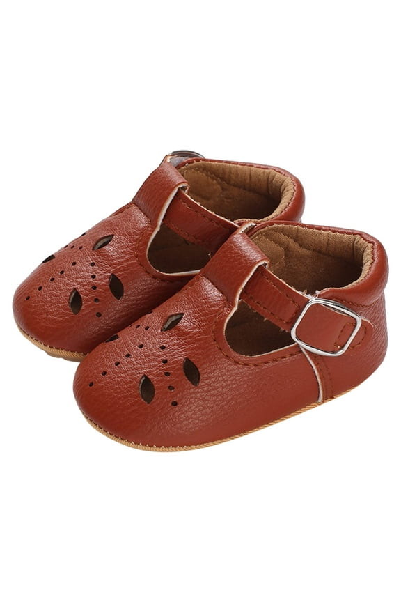 Toddler Girls Boys Shoes Closed Toe Crib Shoes for First Walkers Non-Slip First Walkers Toddler Sandals Boy (Brown,6)