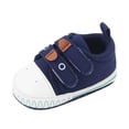 thumbnail image 1 of Eashery Trainers for Toddler Boys Girls Closed Toe Crib Shoes for First Walkers Breathable Mesh Walking Shoes White Toddler Shoes (Blue,4), 1 of 5