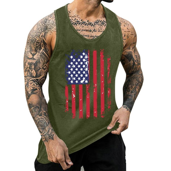 Eashery Vest T Shirts Men Sweaty T-Shirts Summer Casual Fishing Vests for Men Army Green Medium