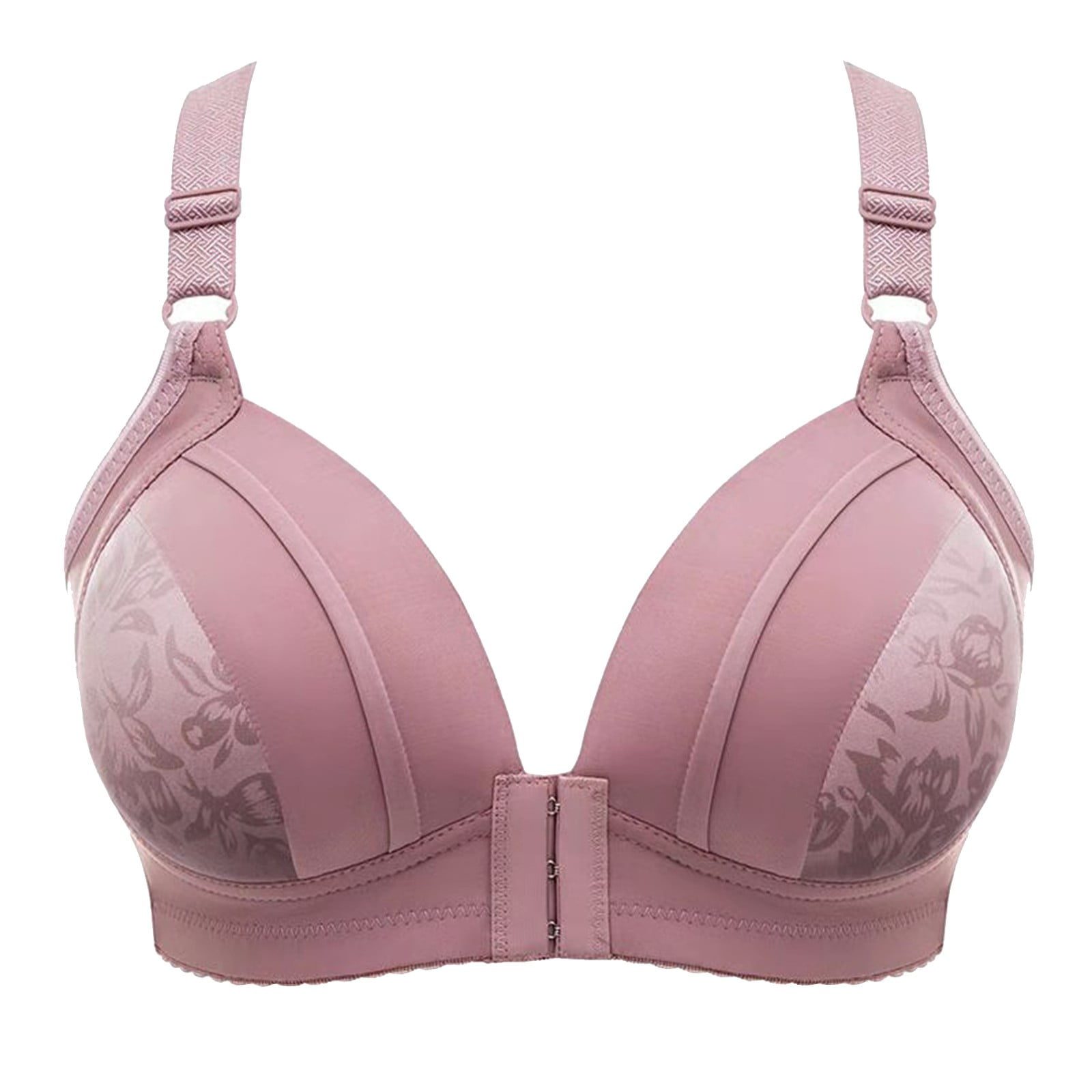 Eashery Wireless Bras For Large Women Women's Secrets Love My Curves  Signature Floral Underwire Full Coverage Bra Rose Gold 42