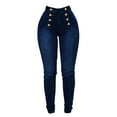 thumbnail image 1 of Eashery Womans Jeans Teenagers Classic Denim Skinny Retro Mid Rise Stretch Boot Cut Jean Distressed Jeans for Women (Dark Blue,M), 1 of 5