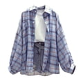 thumbnail image 1 of Eashery Women Blouses Casual Plaid Shacket Button Down Long Sleeve Shirt Solid Color Casual Loose Long Sleeve Linen Shirt Pink Tops for Women (Blue,Medium), 1 of 4