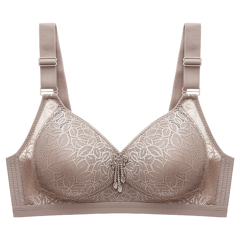 Push up Bras for Women Thin Vintage Pattern Breathable Gathers Comfort Strapless  Bra for Womens Plus Size Beige 肤色:42/95 