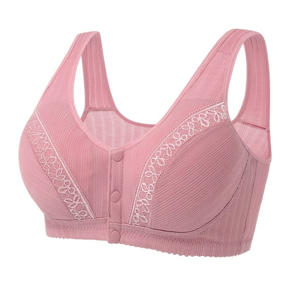 Eashery Women Bra Underwire Lift Up Bra Everyday Bra Comfortable Front Closure Wireless Bras for Women Pink 44