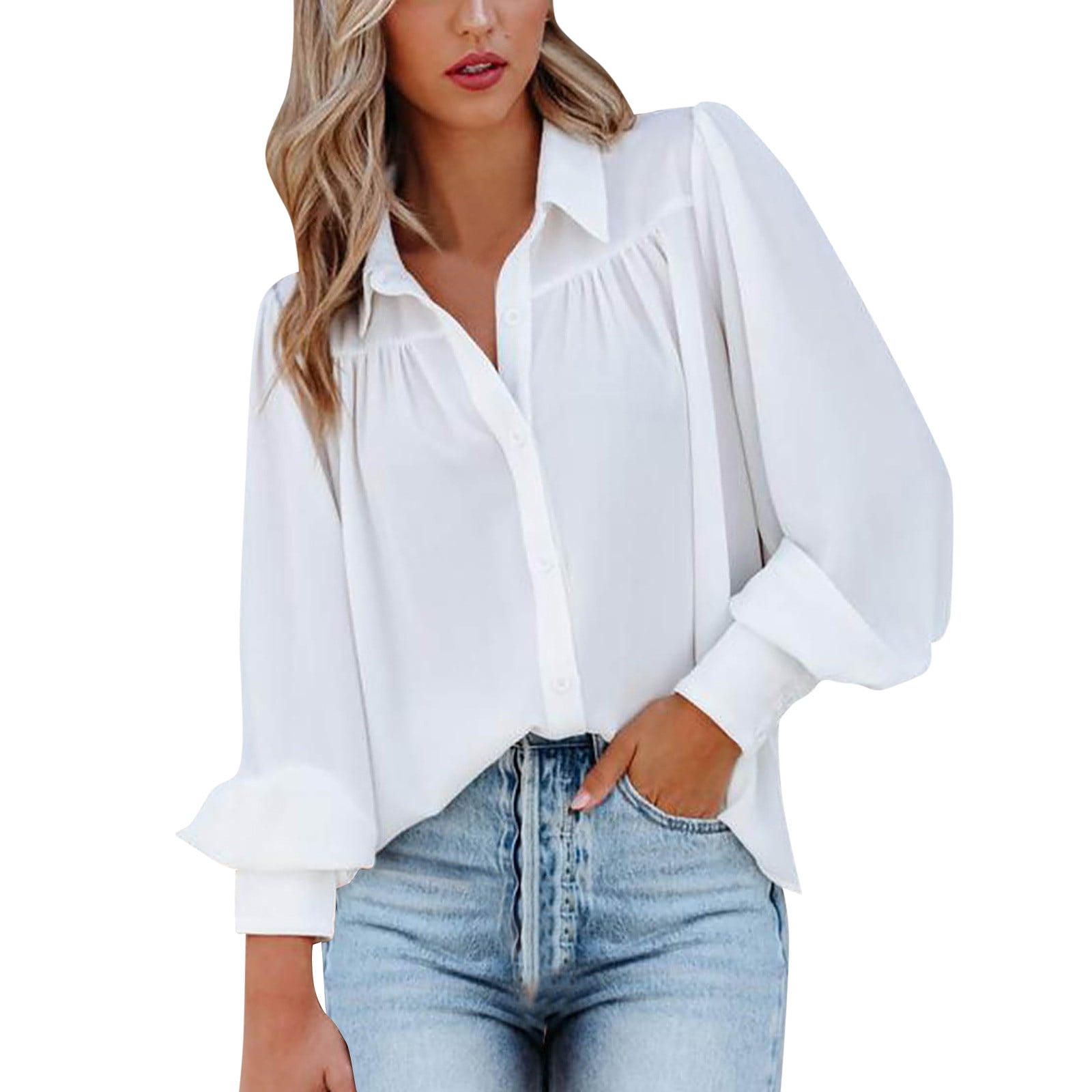 white chiffon button down blouse